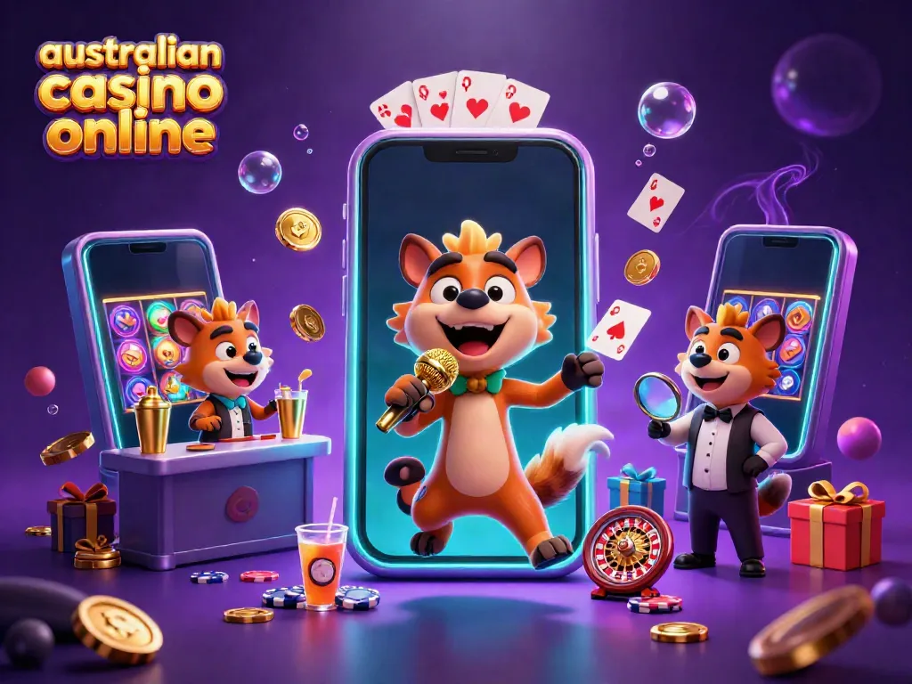 Experience the vibrant Australian casino online scene with hyenas in a comedy club.