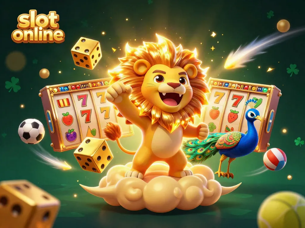 Experience thrilling action with slot online themed visuals featuring a roaring lion and dynamic elements.