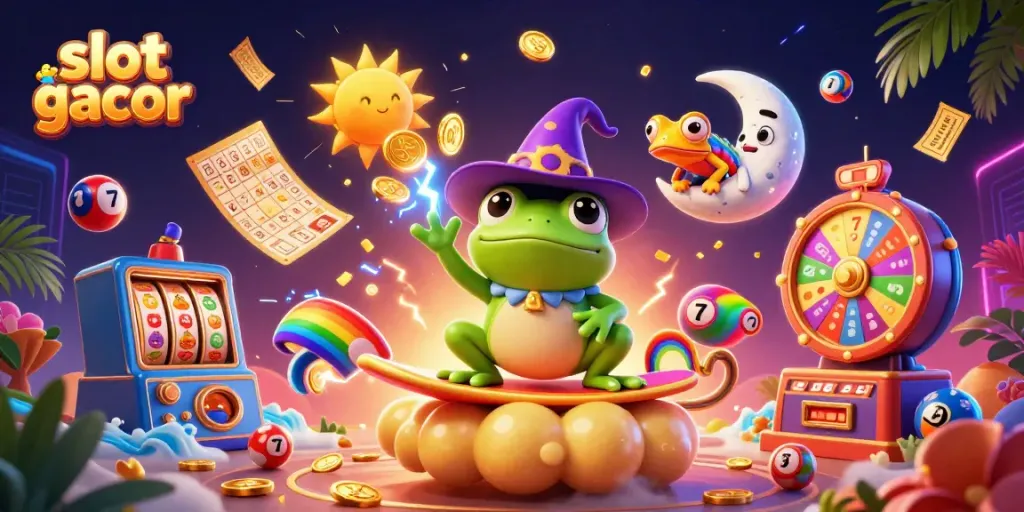 Menangkan jackpot dengan slot gacor dalam ilustrasi kasino yang penuh warna dan aksi.