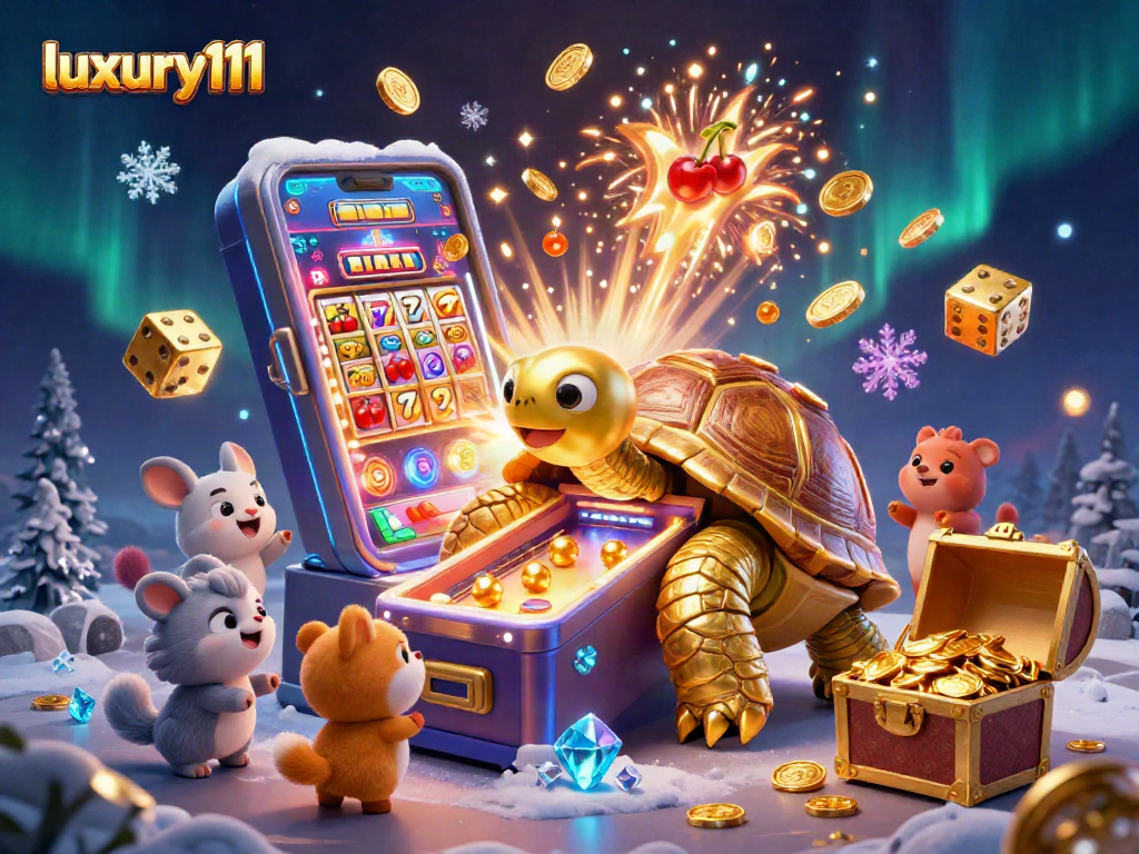 luxury111 showcases an exciting 3D casino scene with animated jackpots and fun characters