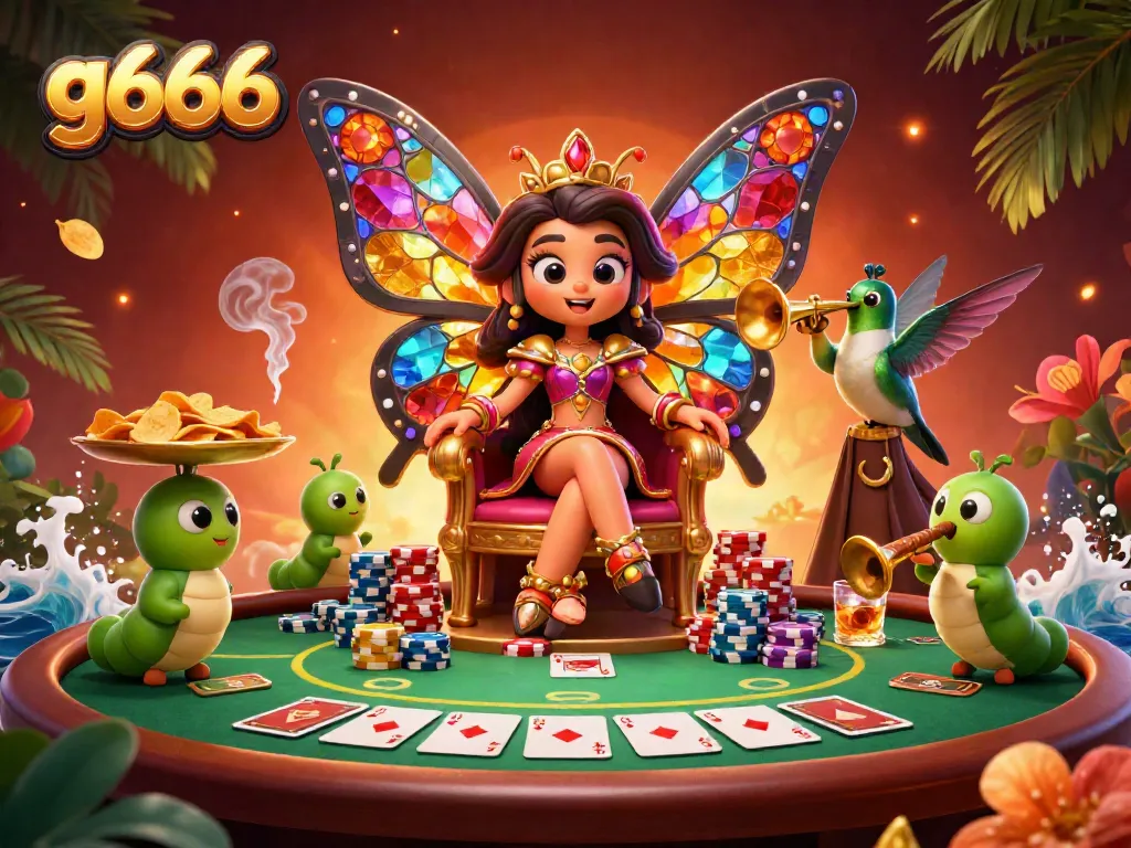 Engaging g666-themed digital illustration with casino elements and vibrant characters.