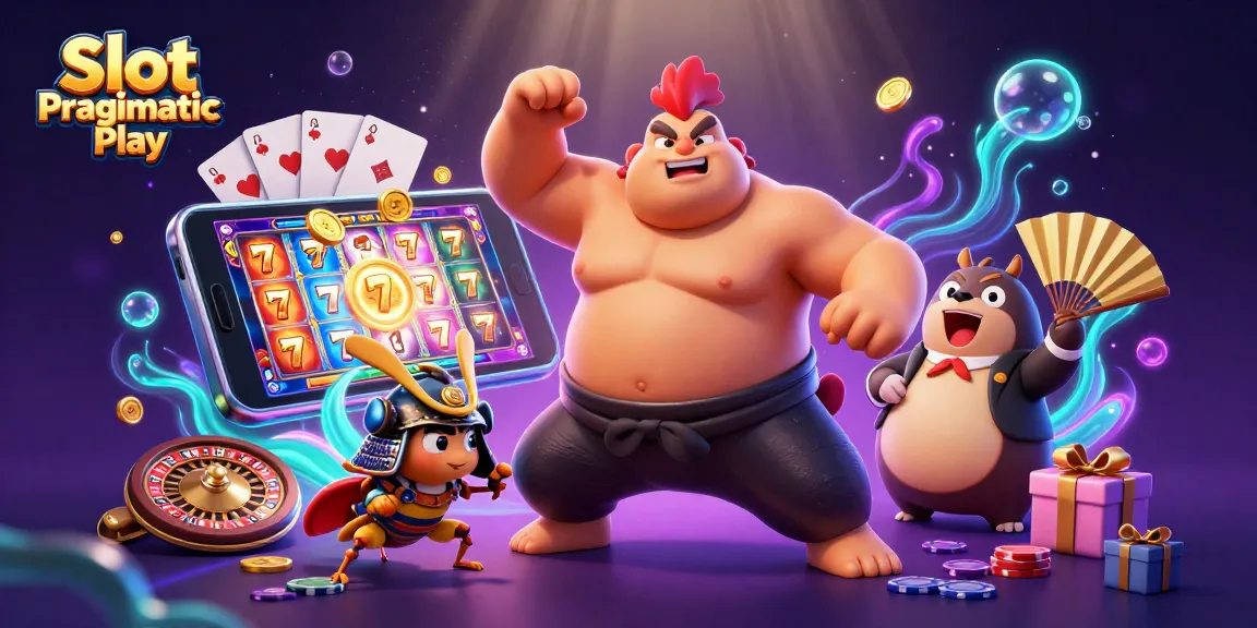 Engage with Slot Pragmatic Play games featuring dynamic 3D characters in an action-packed casino scene.