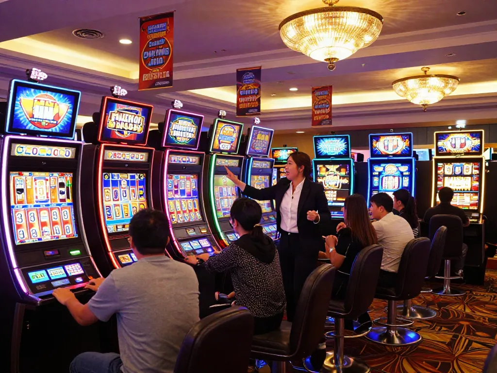 Diverse players enjoying the thrill of akunjp gaming at a vibrant casino floor.