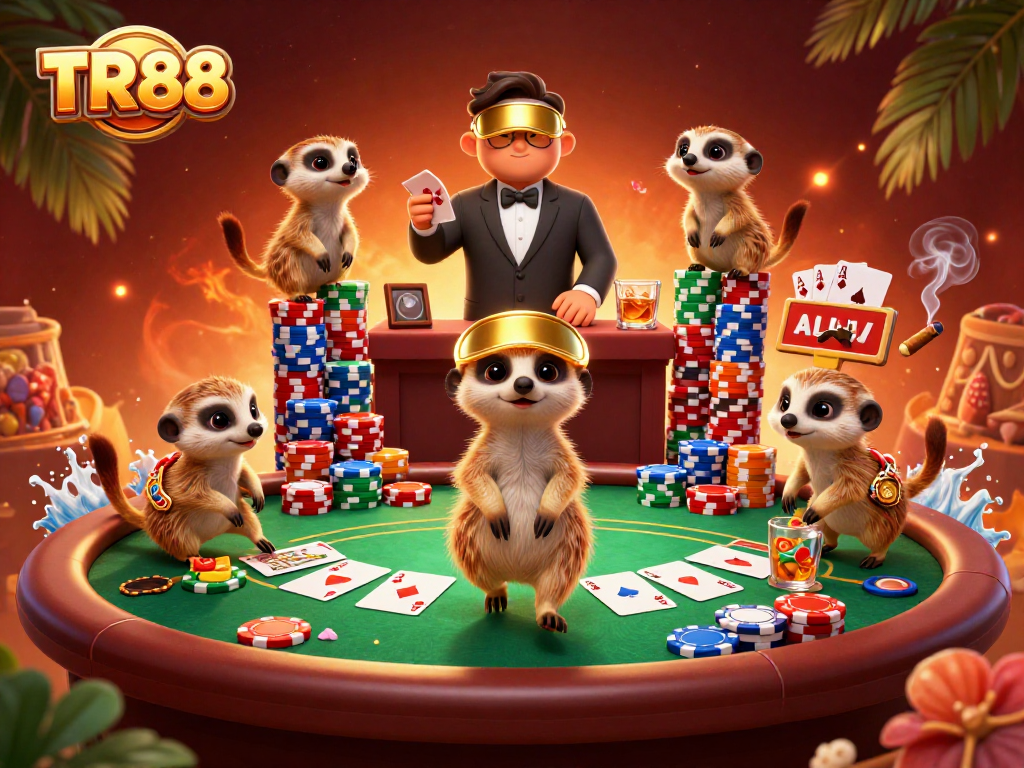 Experience the thrilling world of TR88 at this bustling cartoon casino run by meerkats!