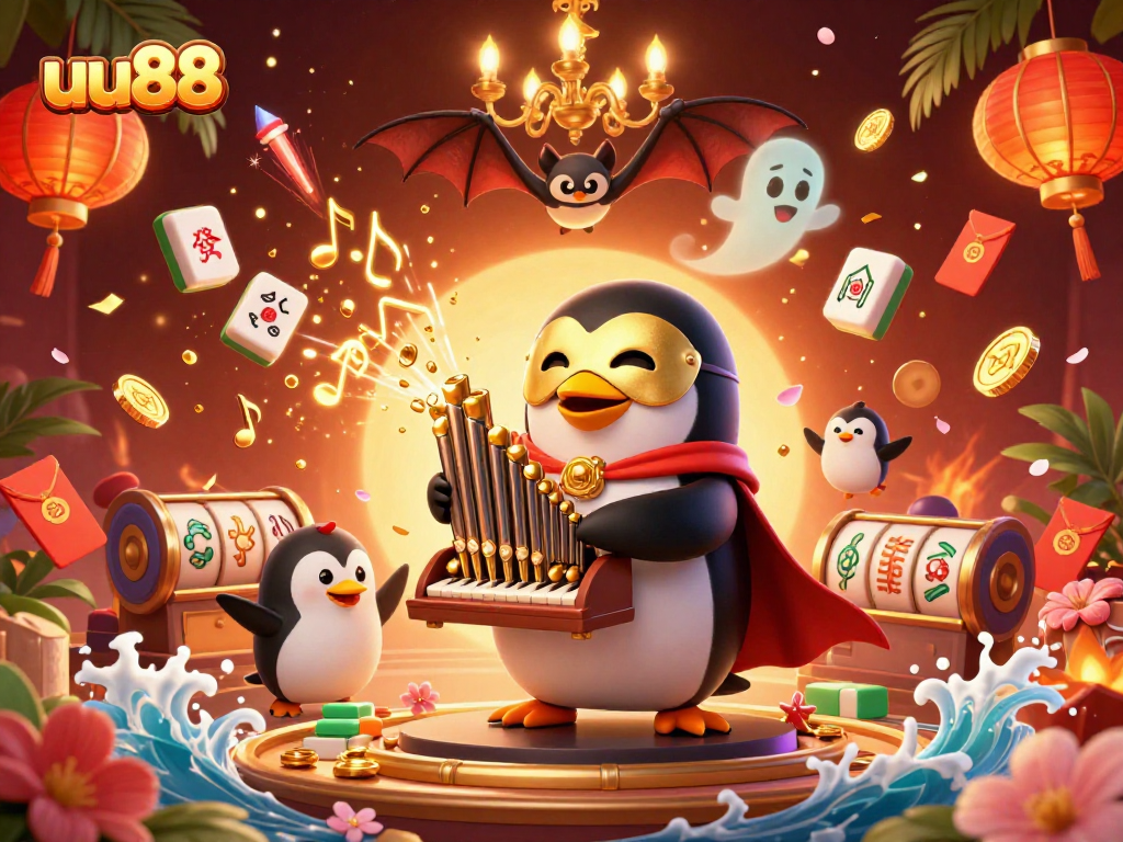 Engage with entertainment at uu88 featuring a lively casino scene with coins and festive elements.