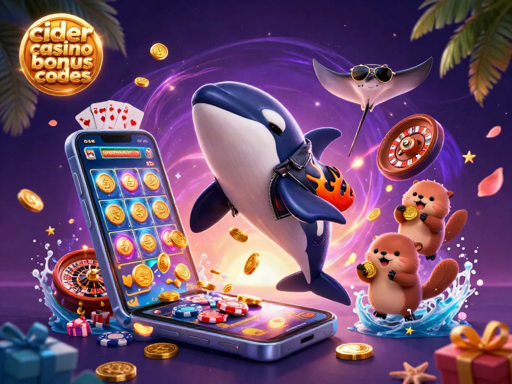 Play with cider casino bonus codes and enjoy free coins with vibrant sea creatures in an exciting scene.