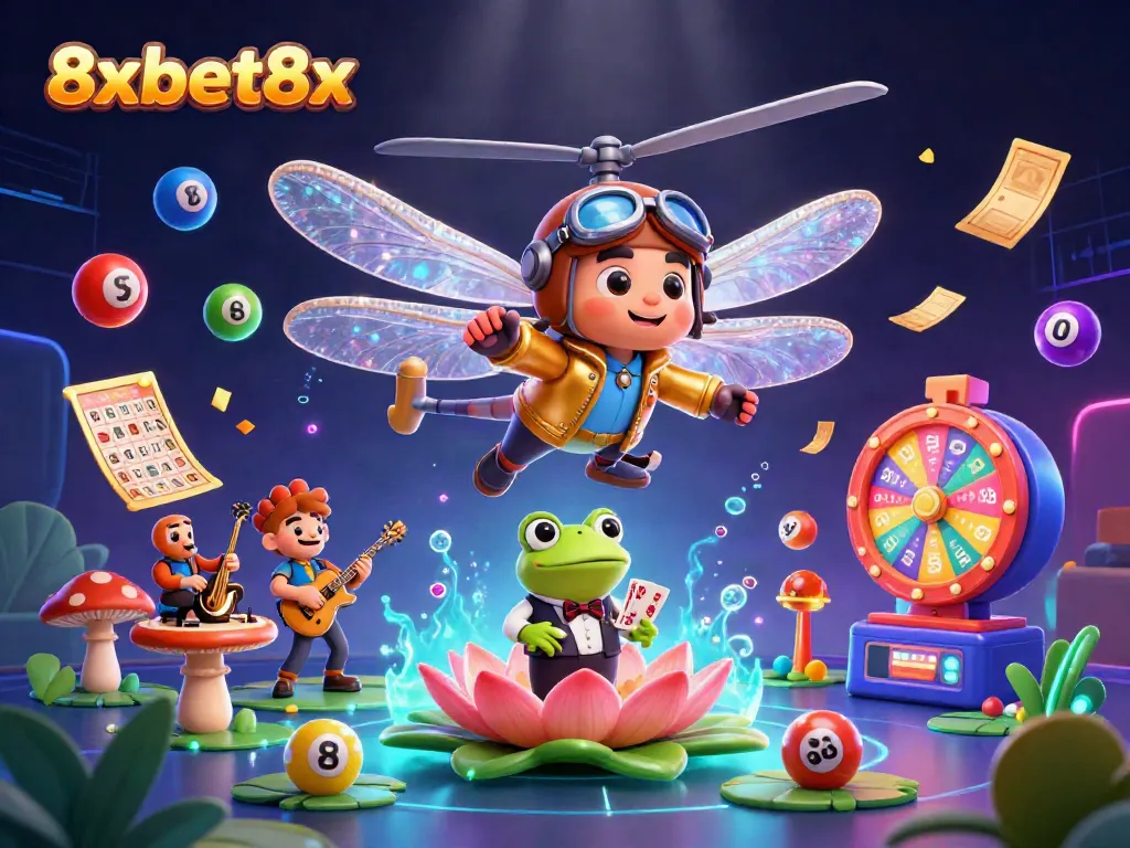 Engage with exciting games at 8xbet8x's vibrant lily pad casino, featuring dynamic gameplay elements.