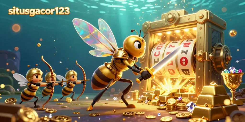 Experience interactive games at situsgacor123 with golden hornets in a vibrant, dazzling casino.