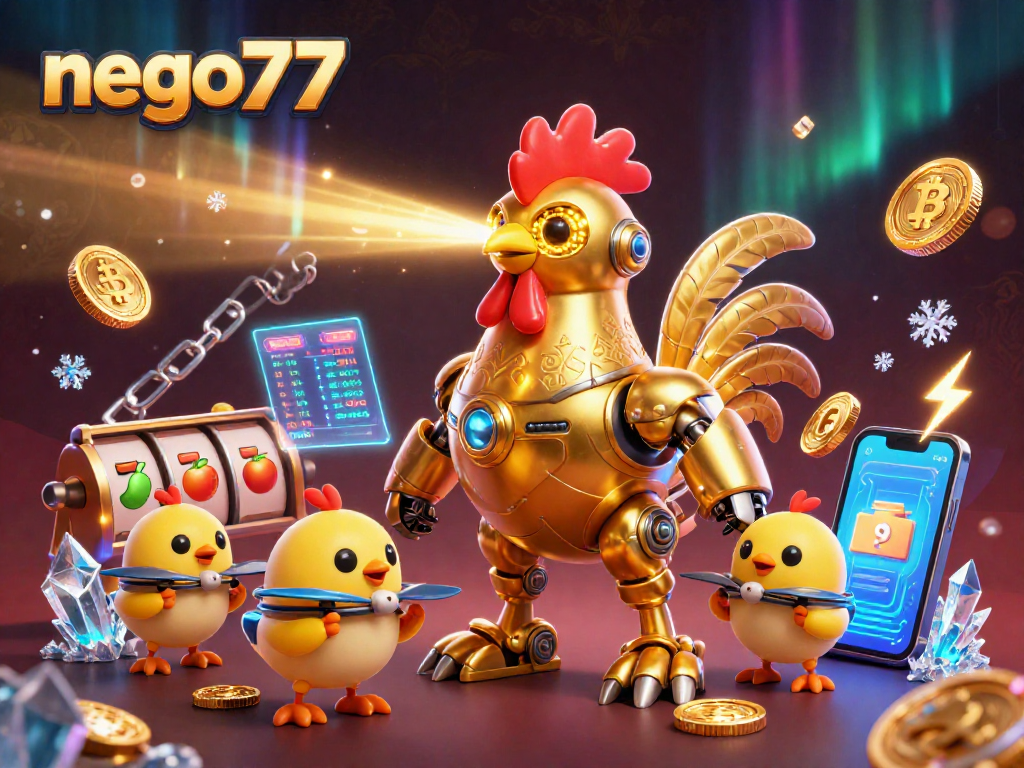 Engage with nego77's competitive Mix Parlay betting featuring dynamic 3D elements and gaming symbols.