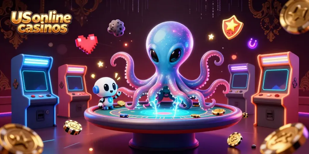 Experience the excitement of us online casinos with a vibrant alien casino scene.