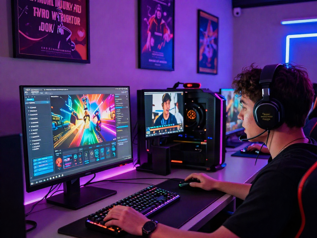 Interactive gaming dashboard showcasing kebuntoto gaming features with a player fully engaged in the activity.