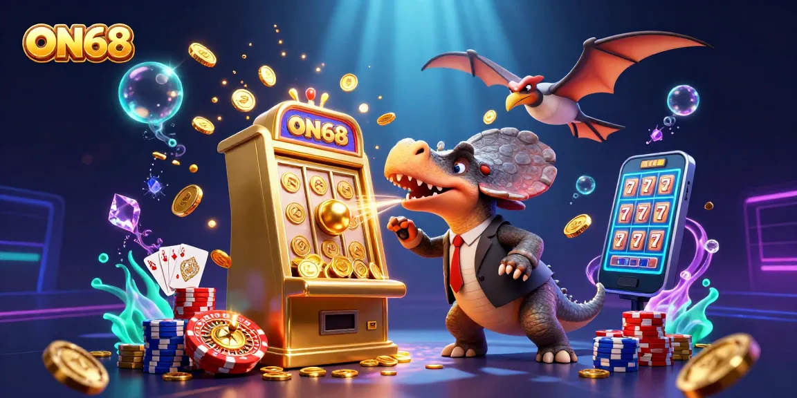 Experience the vibrant thrills of ON68 with a pachycephalosaurus winning a jackpot!