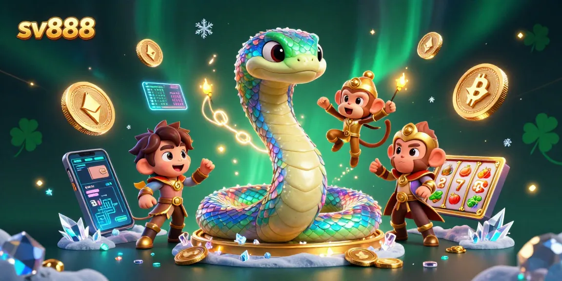 Experience sv888 with a vibrant scene featuring a rainbow serpent and crypto elements in action.