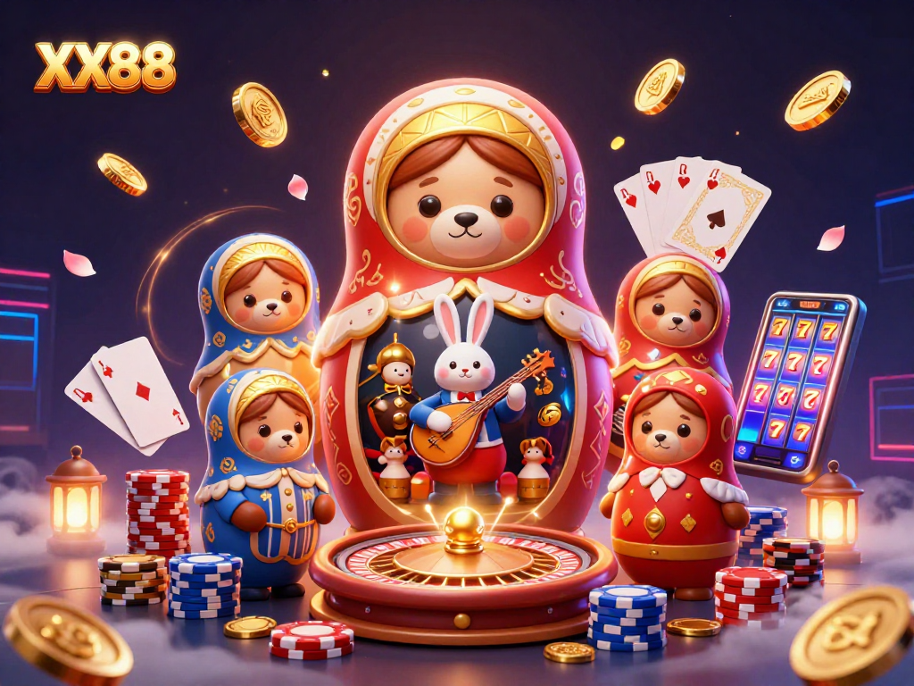 Experience the excitement at XX88 with animated casino characters and vibrant game elements.