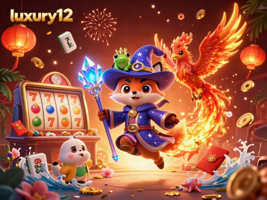 Experience luxury12 spins with 3D slots and vibrant casino elements in this enchanting scene.