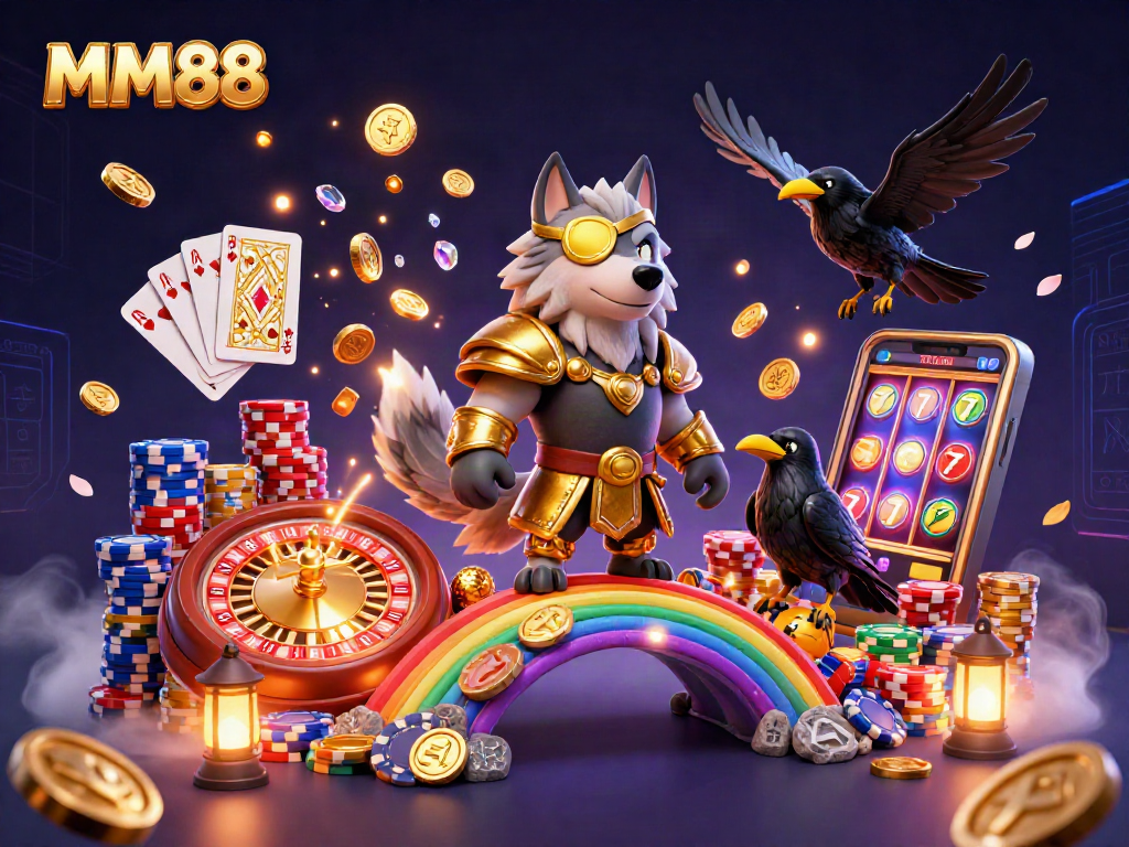 Experience thrilling MM88 gambling action with vibrant characters and casino elements in a dynamic 3D scene.
