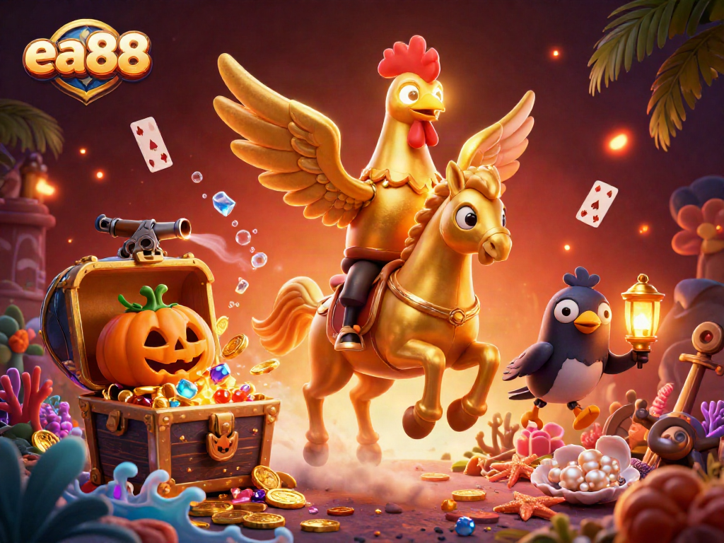 ea88 captures the thrilling essence of casino gaming featuring dynamic characters and rich elements.