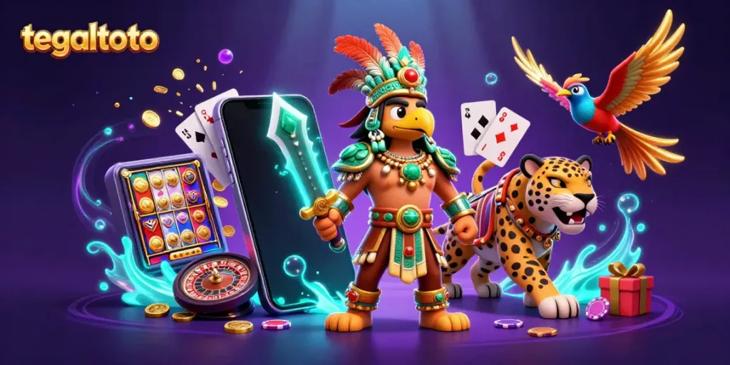 Gambarkan pengalaman taruhan cepat di tegaltoto dengan karakter Aztec dan elemen kasino.