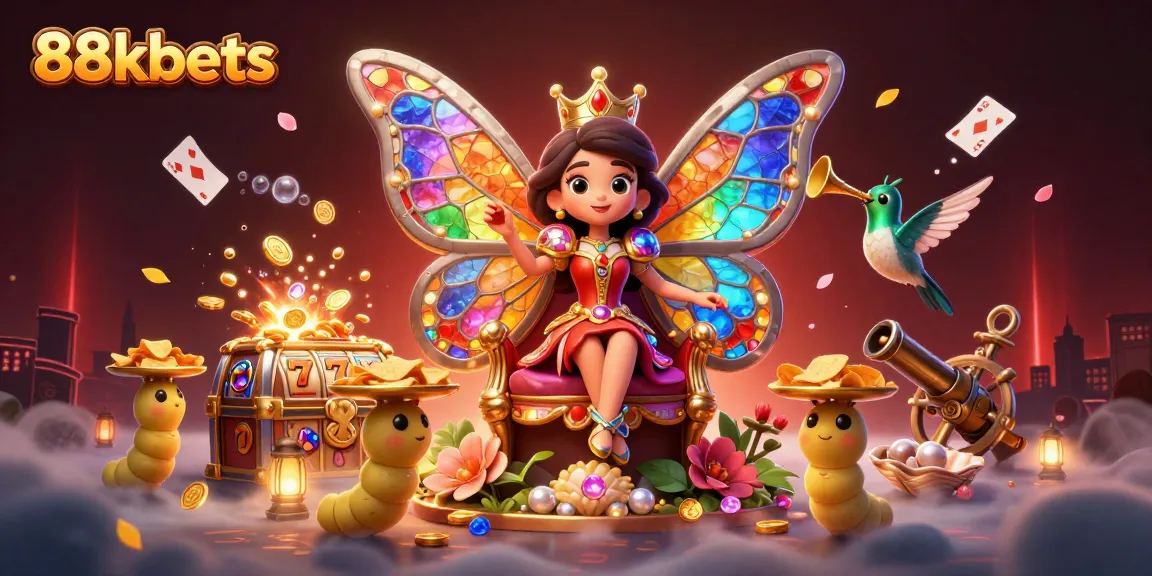 Engage with 88kbets as a colorful butterfly queen rules the casino underworld.
