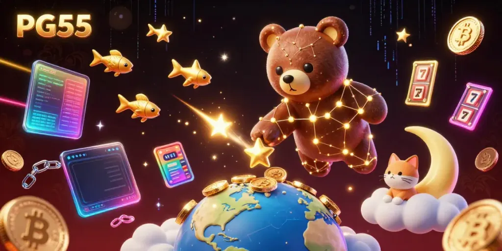 Experience the thrill of PG55 with captivating golden constellation bears and exciting gaming elements.