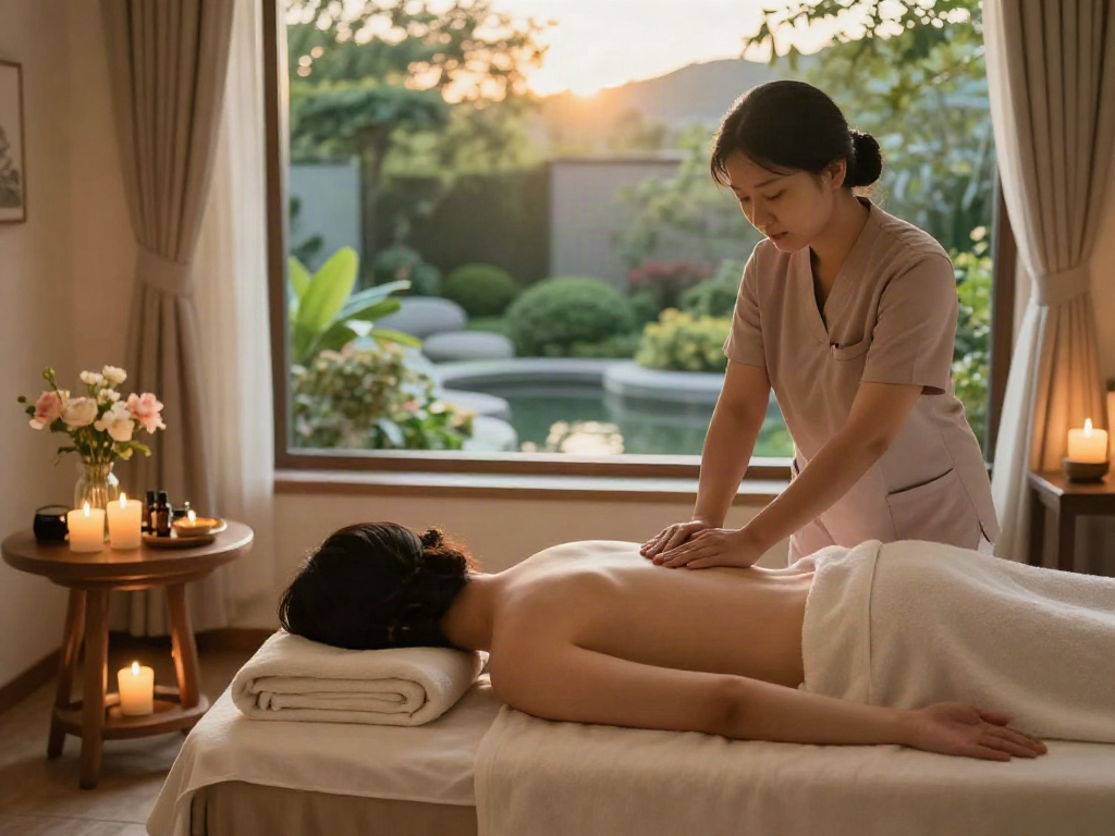 Massage therapy session for relaxation in a tranquil spa setting, featuring 분당출장마사지.