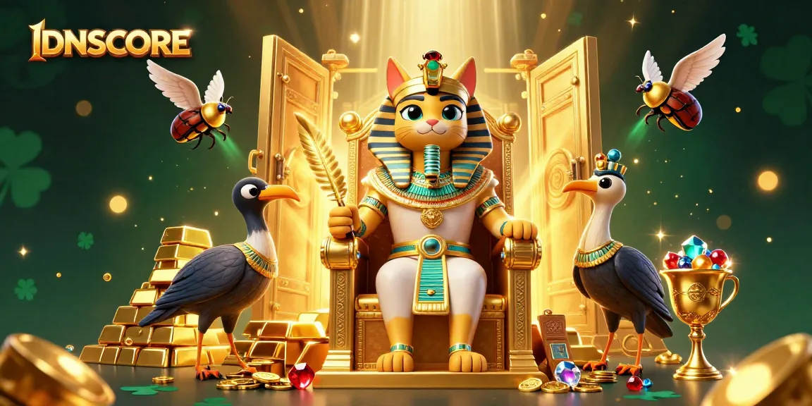 Experience IDNSCORE's vibrant casino adventure with golden treasures and dynamic characters.