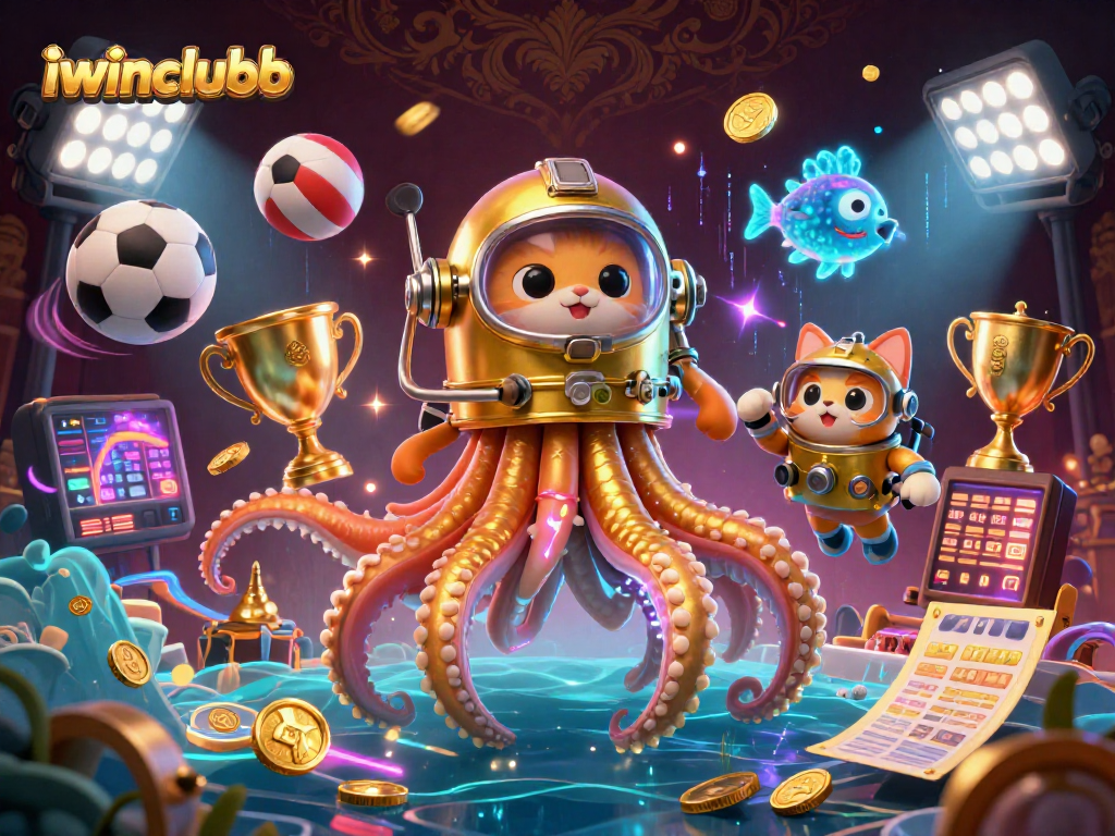 Join the action with iwinclubb as the kraken and diving cat discover thrilling sports betting adventures.