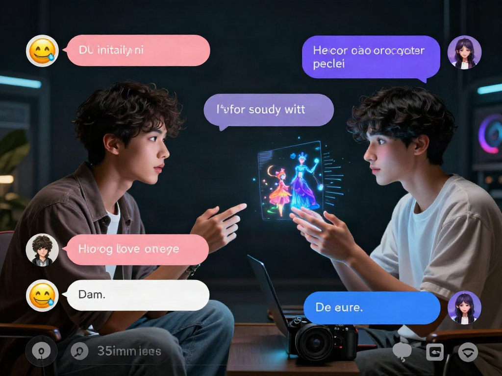 Dynamic interaction in a virtual chat showcasing hentai ai chat features with animated graphics.