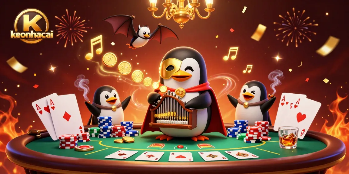 Experience thrilling gameplay with keonhacai as the phantom opera penguin brings fortune through golden coins.