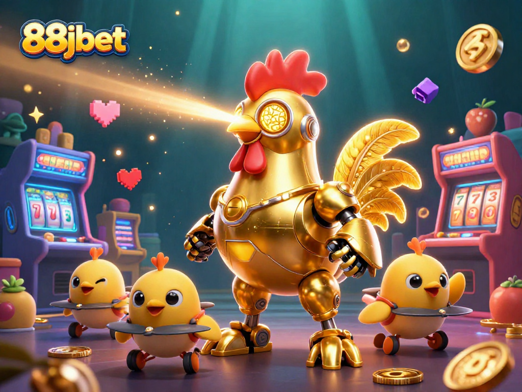 Experience the dynamic energy of 88jbet with futuristic gaming characters and casino elements.