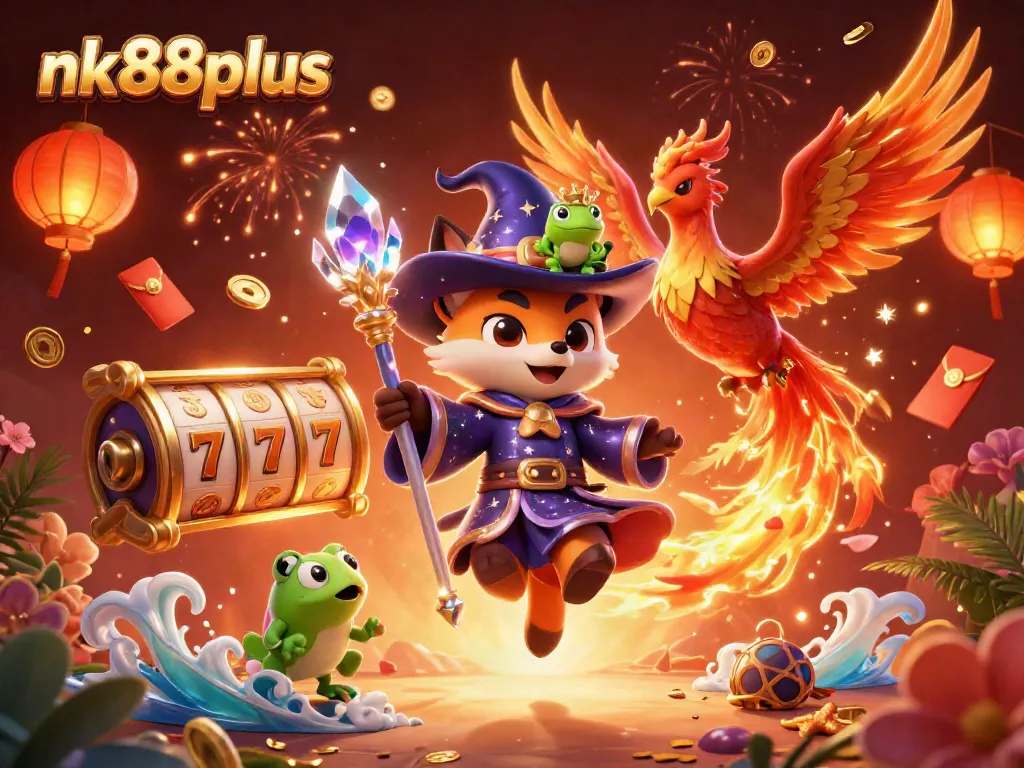 Experience thrilling slots at nk88plus with captivating 3D characters and vibrant casino elements.