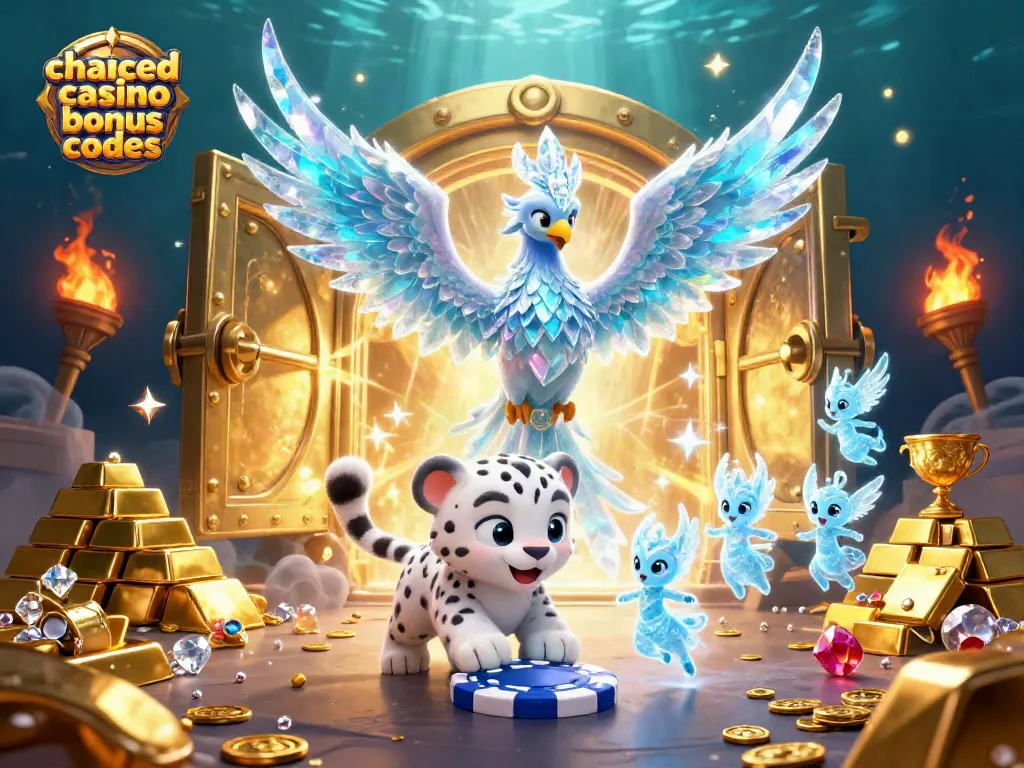 Engage with chanced casino bonus codes through 3D characters celebrating big wins in a vibrant digital casino.