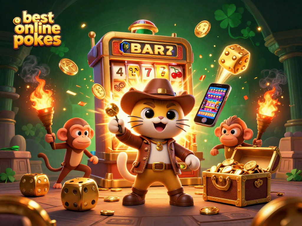 Experience the thrill of best online pokies with a vibrant 3D scene of an archaeologist cat and a monkey discovering treasures.