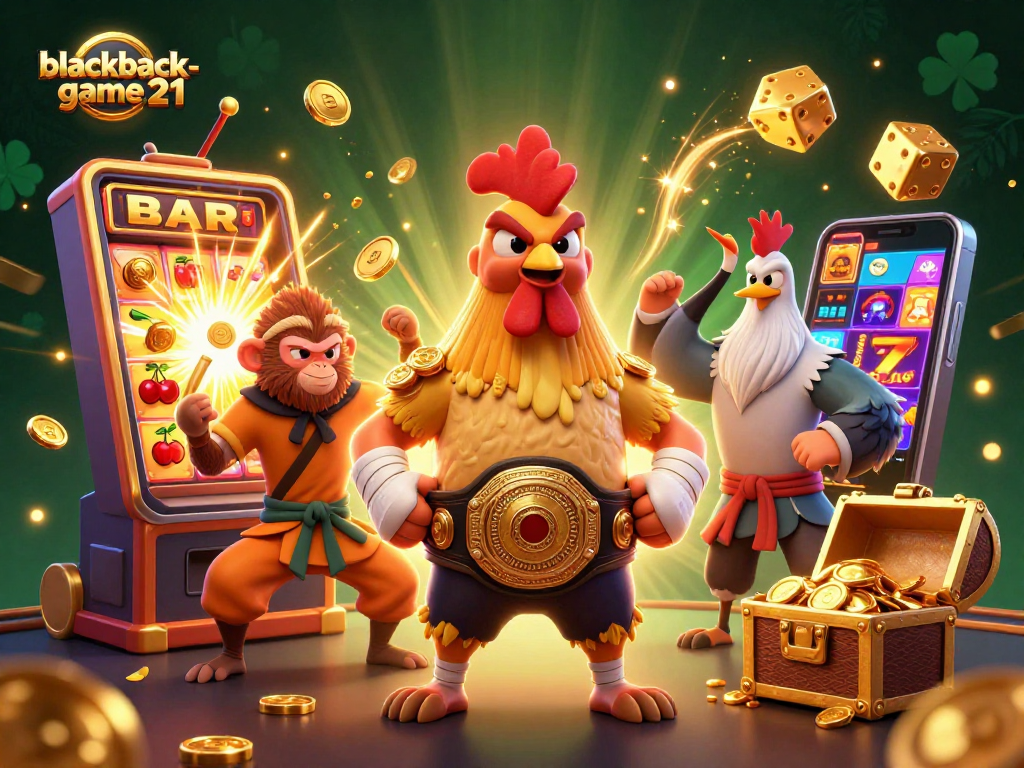 Experience excitement at blackjack-game21 with a vibrant 3D casino scene bursting with energy and fun.