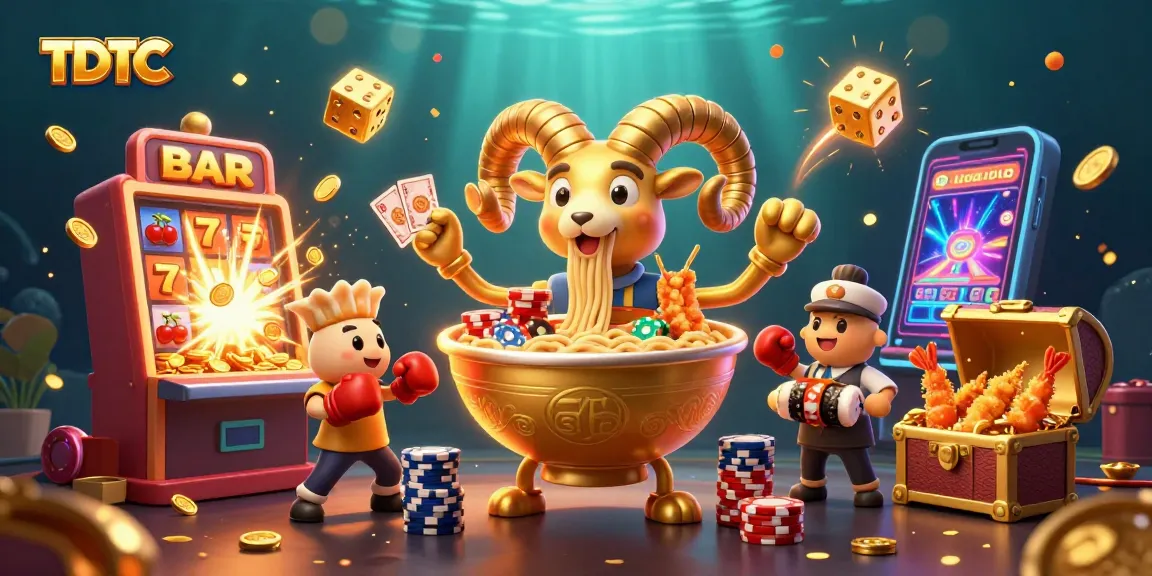 Engage in TDTC gameplay with a vibrant 3D casino scene bursting with excitement and colorful characters.
