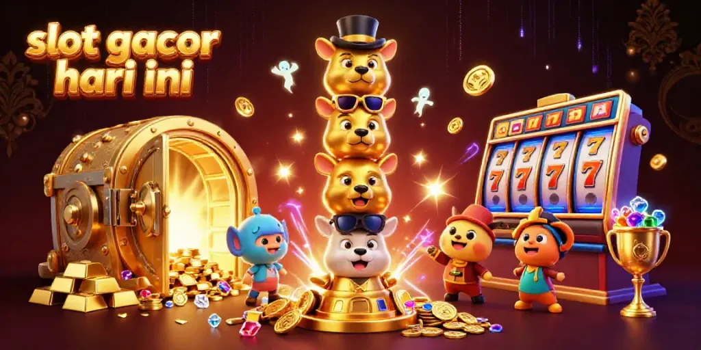 Win big with slot gacor hari ini showcased in a colorful casino-themed illustration.