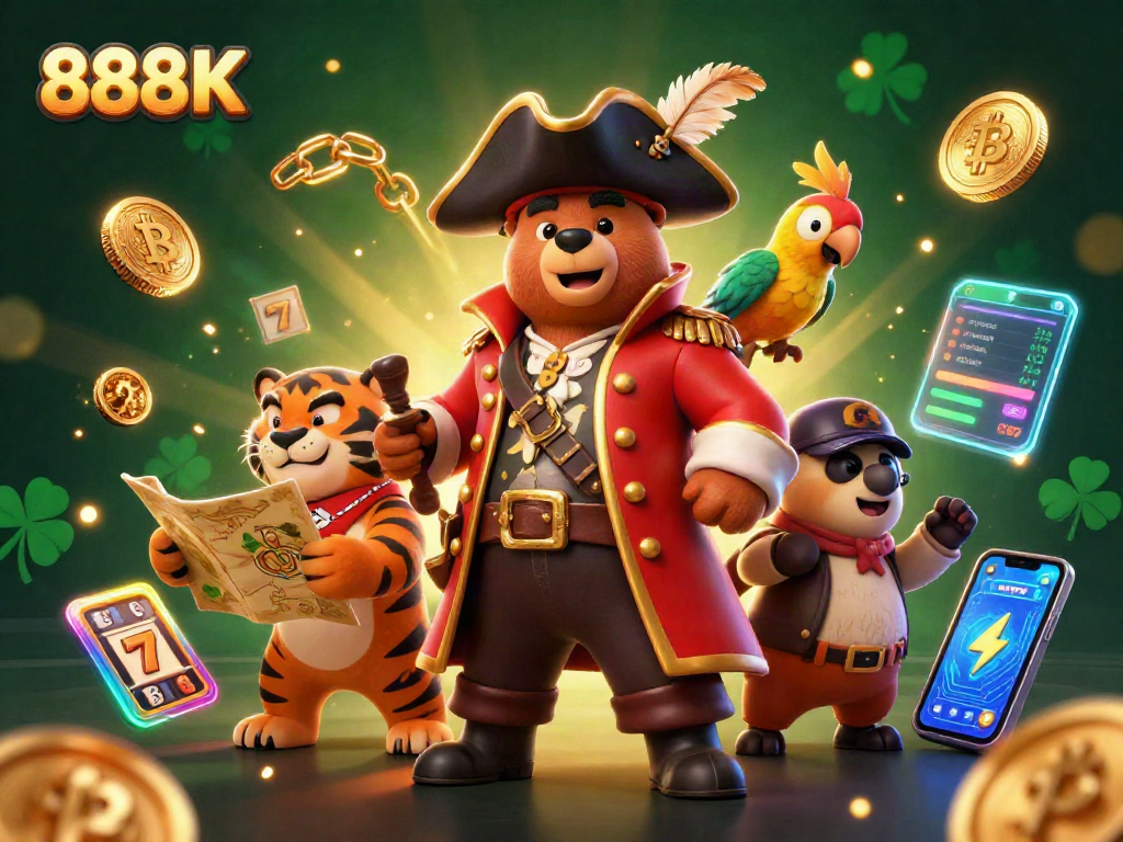 Experience thrilling wins with 888K at the vibrant pirate-themed digital casino adventure.