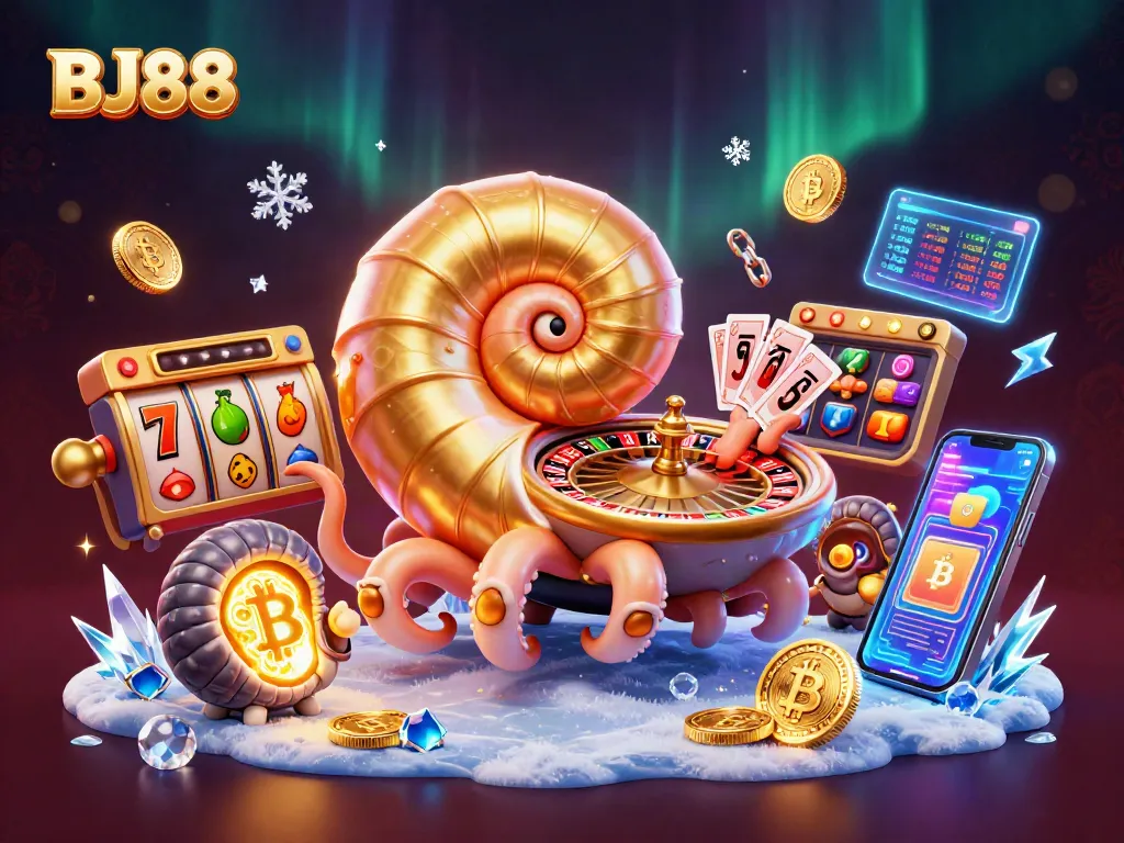 Engage in vibrant BJ88 casino action with a nautilus roulette and richly detailed gambling elements.