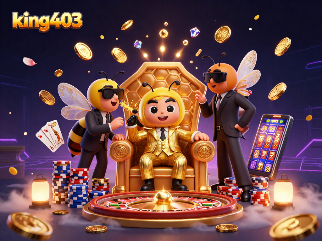 Experience exciting gameplay with king403 in this vibrant casino scene featuring characters and dynamic gaming elements.