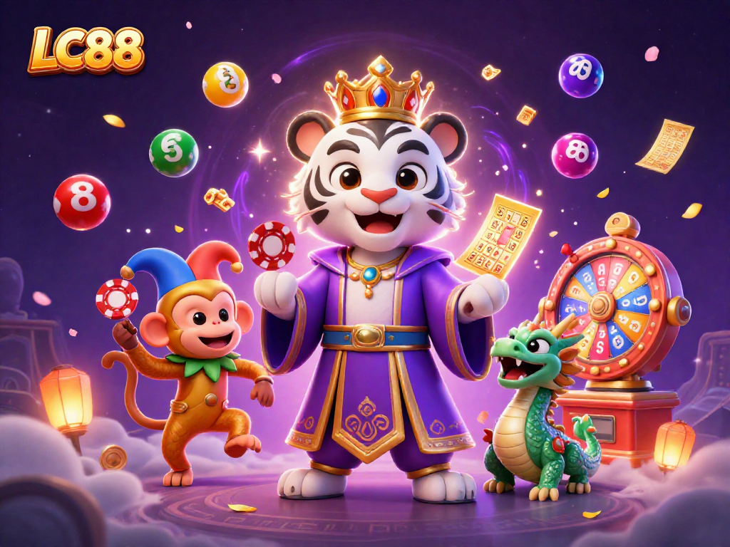 LC88 brings excitement with a dynamic 3D scene featuring a white tiger, playful monkey, and jade dragon.