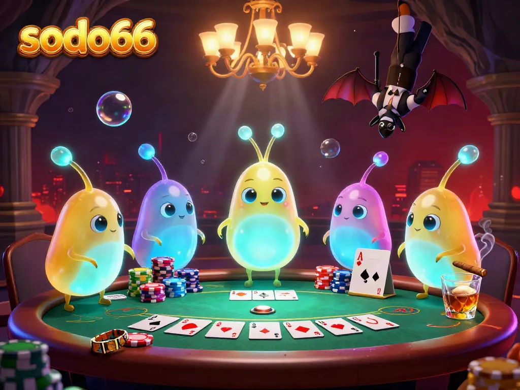 Play at sodo66 with bioluminescent glowworms lighting up a vibrant casino scene.