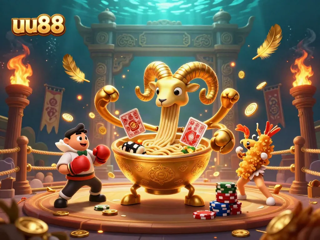 Engage your luck with uu88 in a vibrant online gaming scene featuring cheerful characters and rich casino elements.