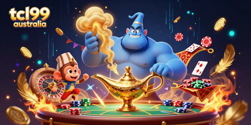 Experience exciting gameplay at tcl99 australia with vibrant 3D Genie and casino elements.