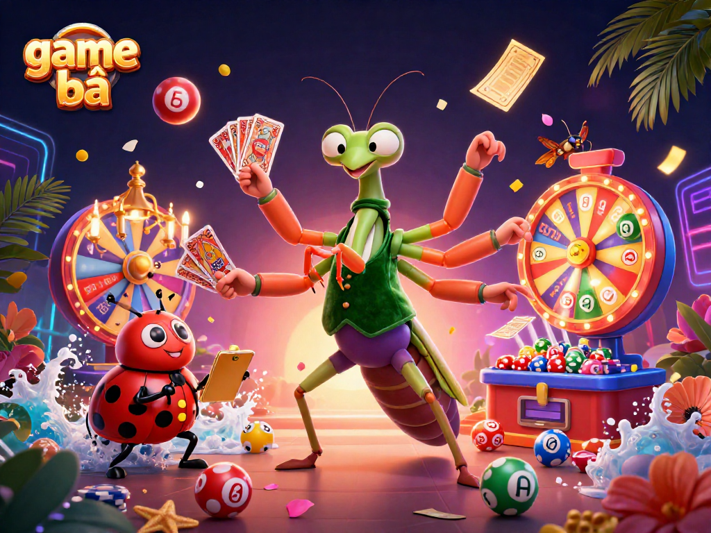Experience game bài excitement with a vibrant casino scene featuring cartoon characters and game elements.