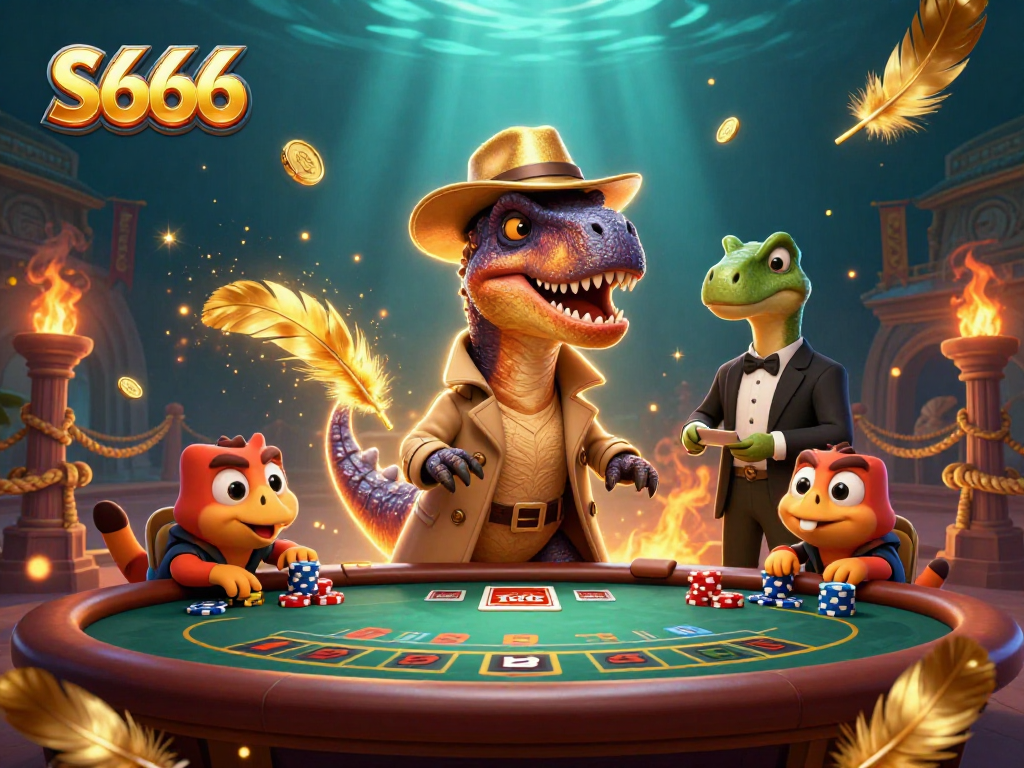 S666 players enjoying thrilling blackjack with animated characters and casino elements in an engaging gaming scene.