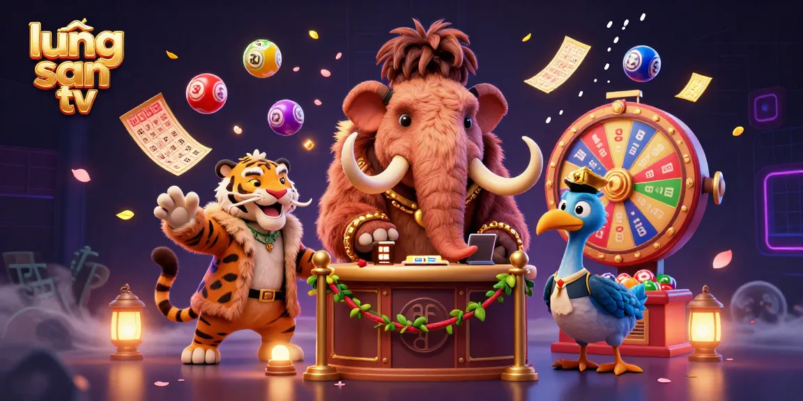 Experience the vibrant world of lương sơn tv with a dynamic lottery scene featuring a woolly mammoth bouncer and colorful game elements.