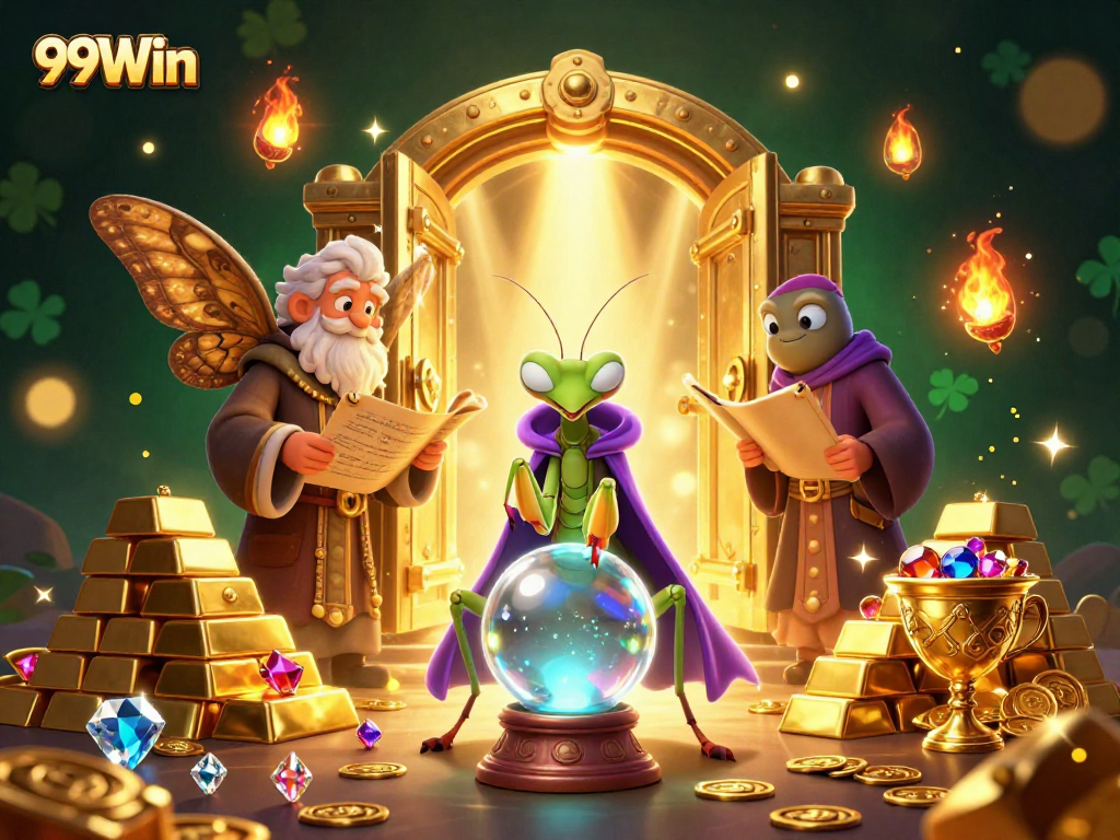 Experience the thrill of 99Win with a vibrant, dynamic casino scene filled with treasures and fortune.