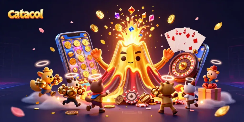 Experience thrilling gameplay with catacol's vibrant casino-themed illustration featuring explosive rewards.