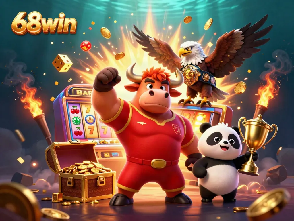 Experience thrilling wins with 68win's vibrant jackpot celebration featuring exciting gaming icons.