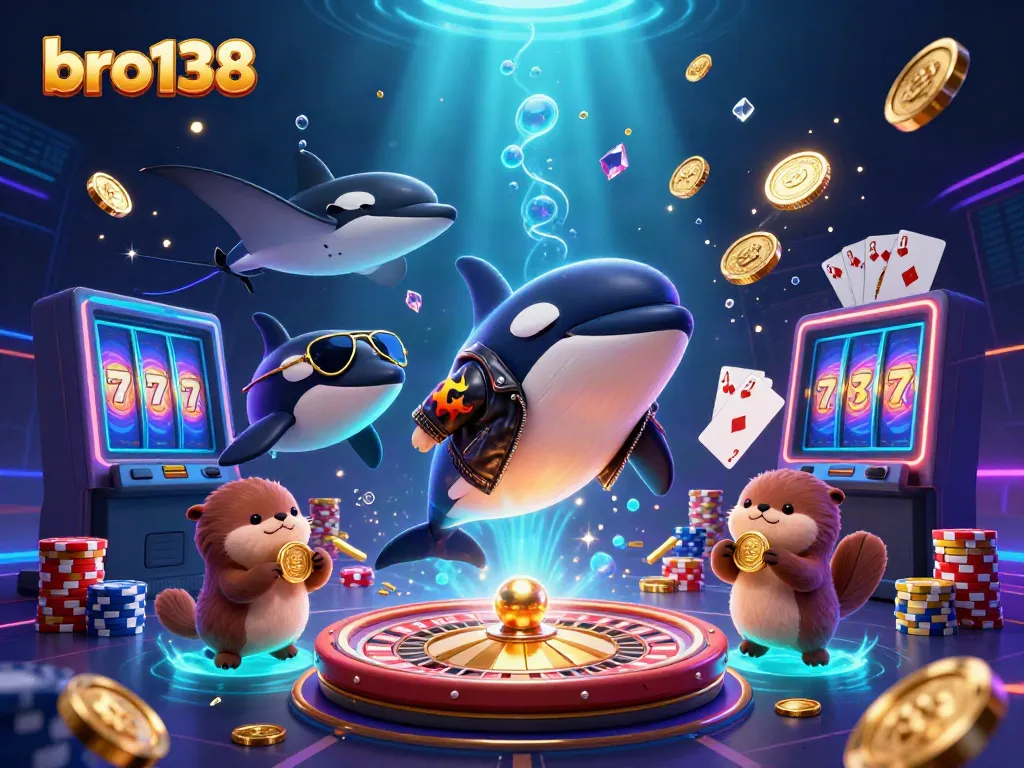 Experience thrilling spins and jackpots at bro138 with vibrant sea characters and dynamic casino elements.